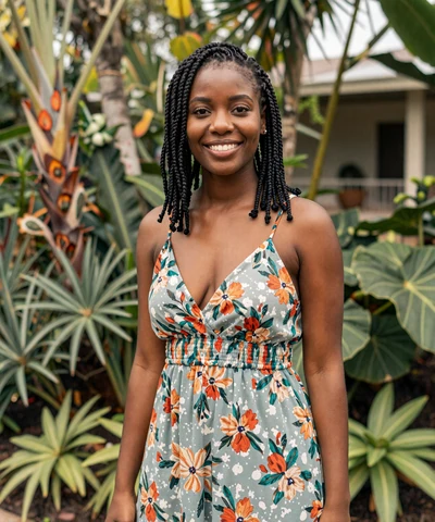 Jasmine at a botanical garden on a naval officer dating site