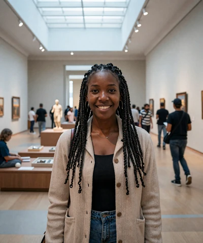Jasmine at a museum exhibit on a retired military dating site