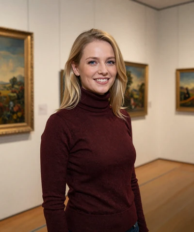 Brooke at an art gallery on a uniform dating site for military relationships