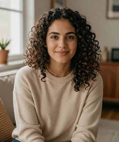 Camila in a cozy home interior on a sailor dating site